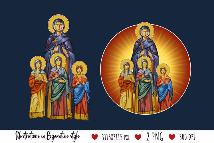 Holy Martyrs. Illustration in Byzantine Style