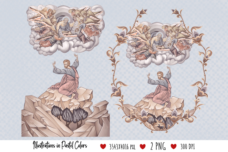 Holy Prophet Moses accepts Law. Christian Illustration