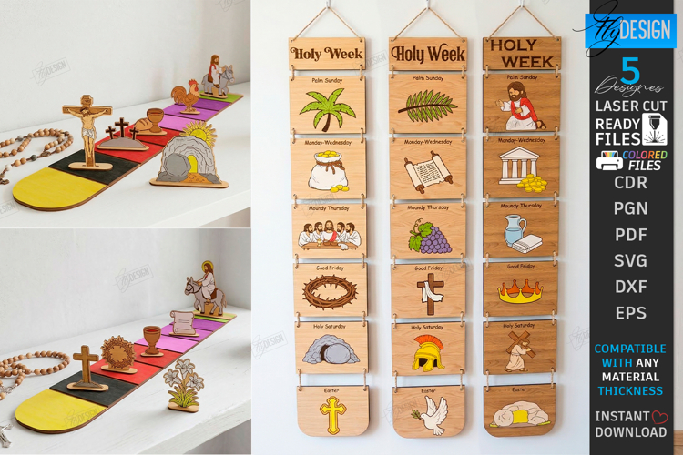 Holy Week Interactive Chart Laser Cut Bundle. Easter Story