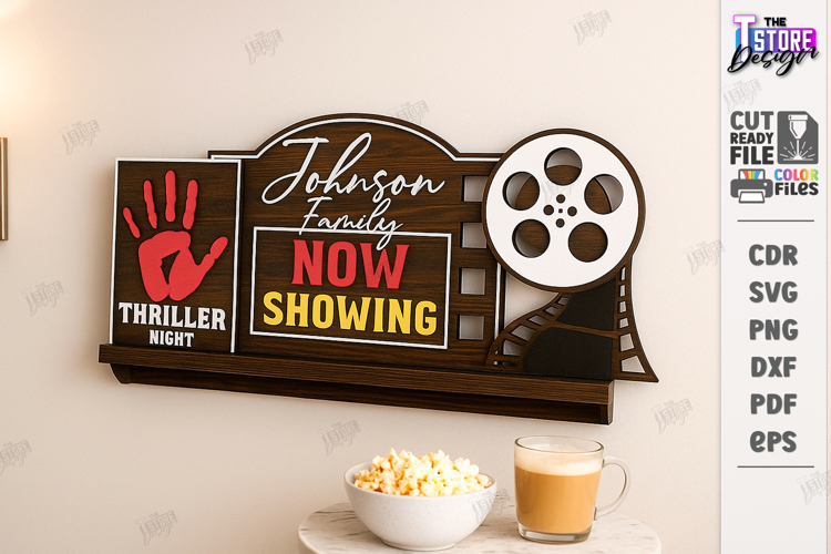 Home Cinema Sign Laser Cut |Movie Room Sign| Movie Night SVG