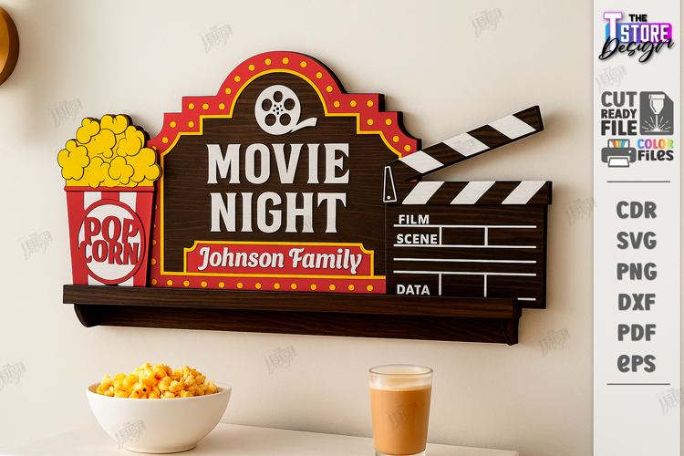 Home Cinema Sign Laser Cut |Movie Room Sign| Movie Night SVG