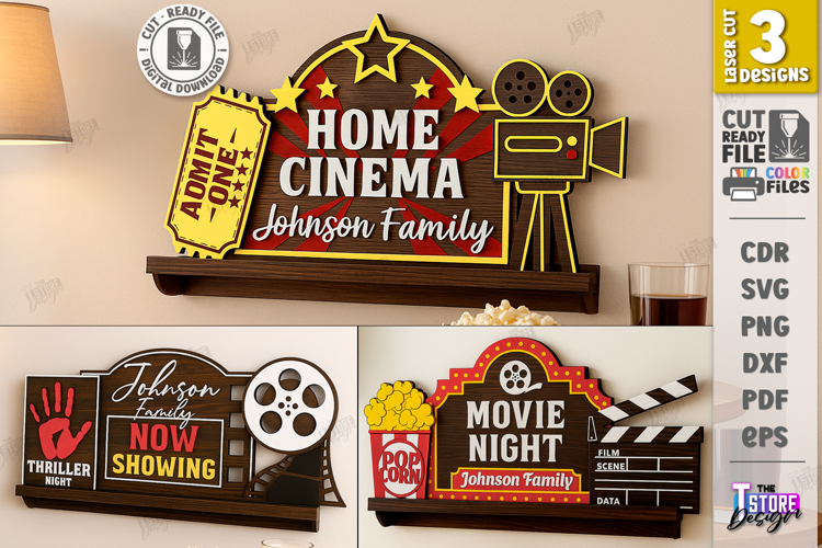 Home Cinema Signs Laser Cut Bundle |Movie Room| Movie Night