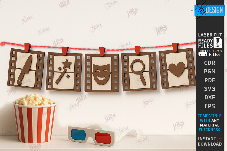 Home Cinema Tiered Tray Laser Cut|Home Theater Mini Signs