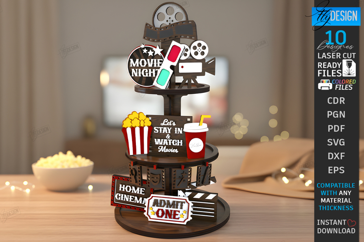 Home Cinema Tiered Tray Laser Cut Bundle|Home Theater Signs