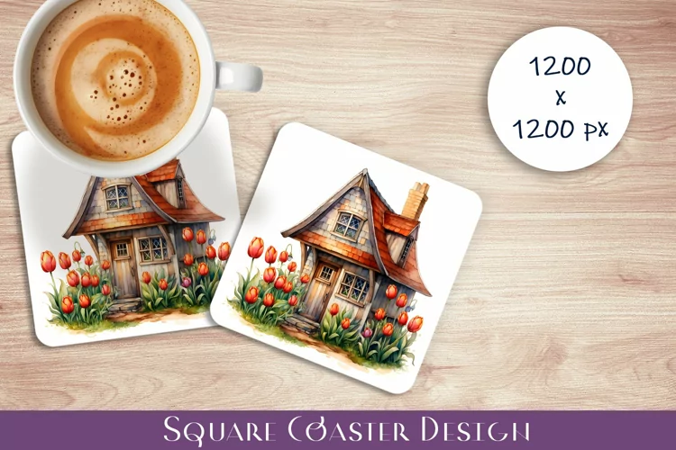 Fairy flowers house house Coaster Sublimation | flowers