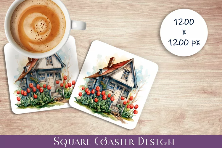 Fairy flowers house house Coaster Sublimation | flowers