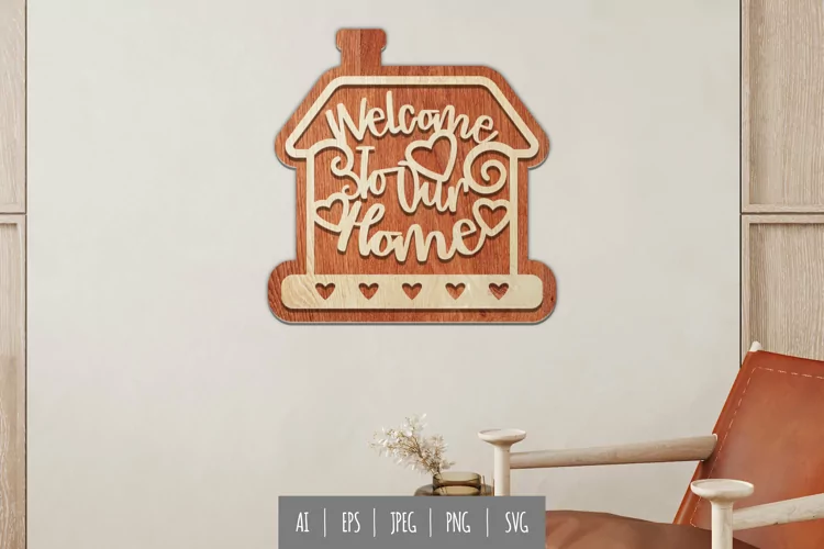 Welcome to Our Home, Lovely House 3D Laser Cutting Design