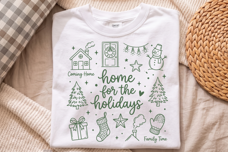 Home For The Holidays Christmas PNG,Retro Holiday Doodle