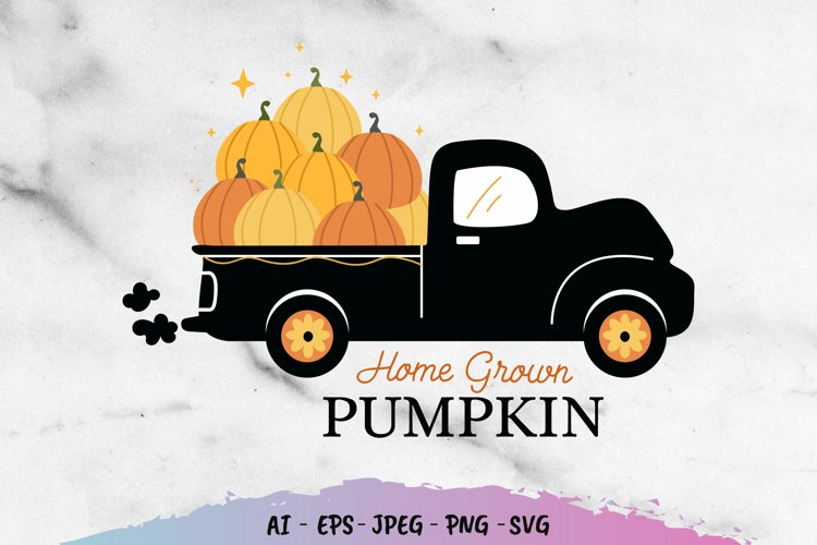 Pumpkins on The Truck - SVG Fall Decorations example image 1