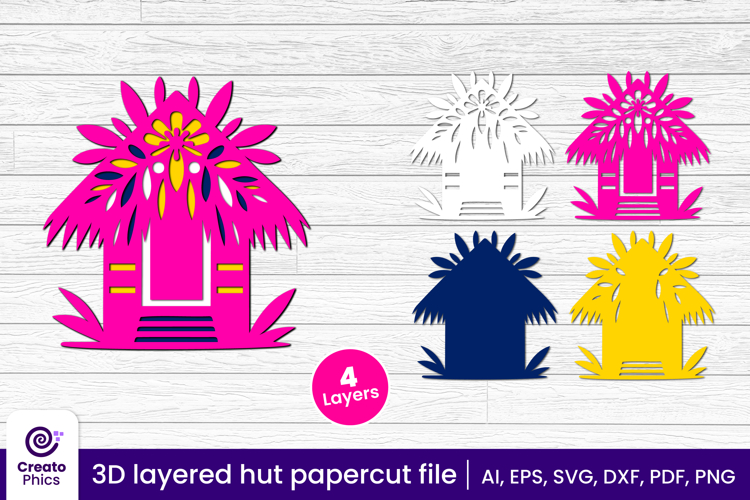 3D layered hut paper cut home SVG | house laser cut file