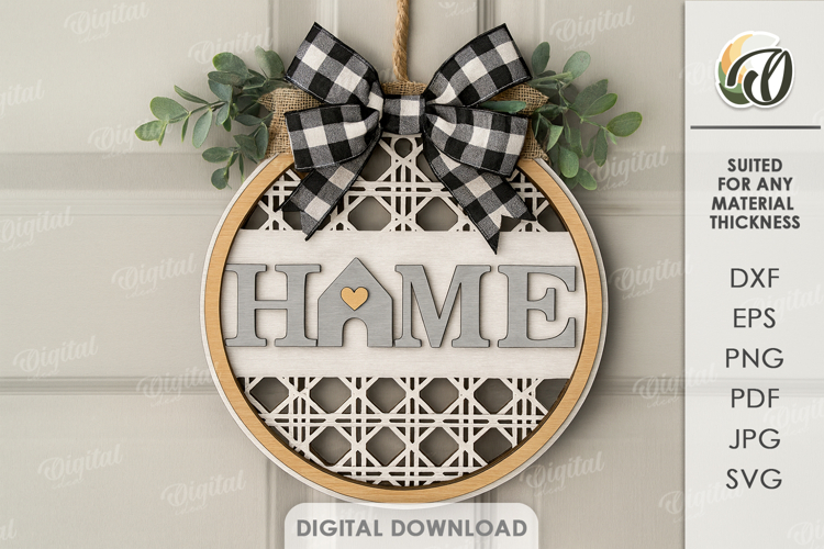 Home Round Sign Laser Cut. Wall Decor SVG
