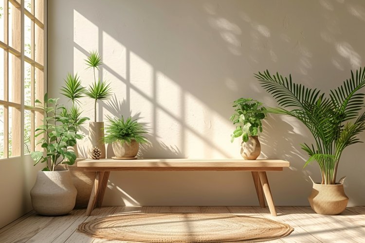 View of Scandinavian Interior Home Office with Plants & (4233947)