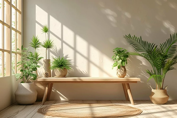 Scandinavian Interior Home Office with Plants & Vases