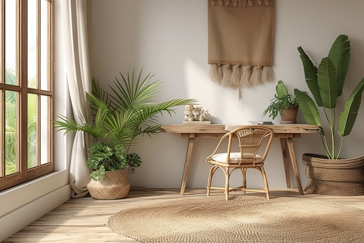Scandinavian Interior Home Office with Plants & Vases example image 1