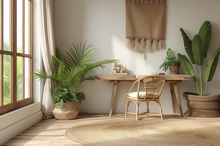 Scandinavian Interior Home Office with Plants & Vases