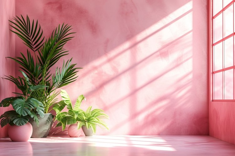 Minimalist Design with Desk & Frame on Pink wall example image 1