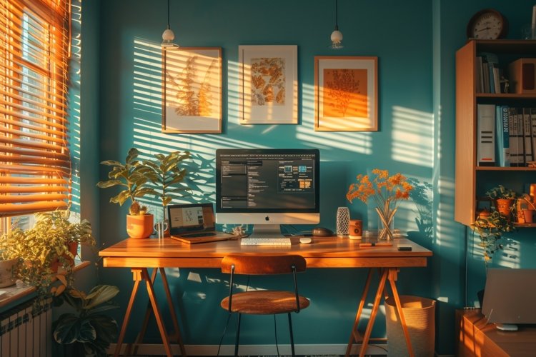 Scandinavian Interior Home Office with Plants & Vases example image 1