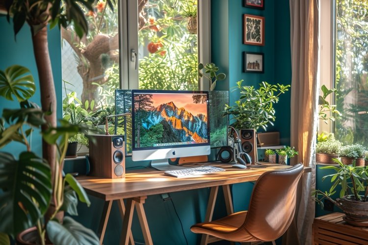 Scandinavian Interior Home Office with Plants & Vases example image 1