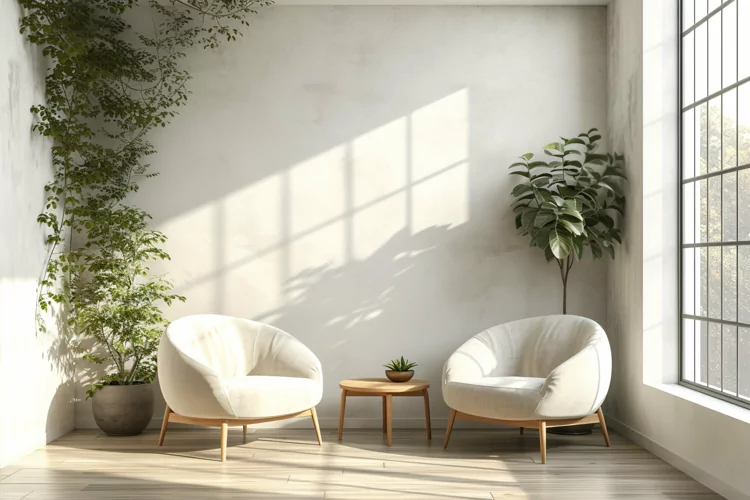 Home room office with chair & Plant vases