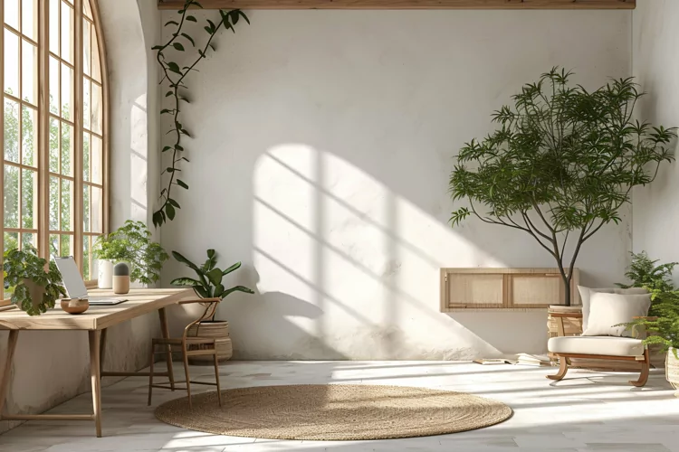 Home room office with chair & Plant vases