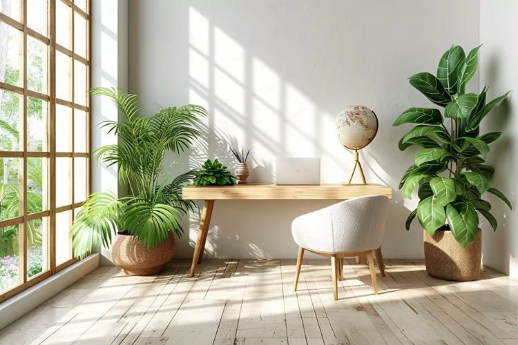 Home room office with chair & Plant vases