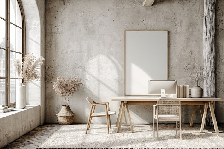Home room office with laptop & Plant vases In the table example image 1