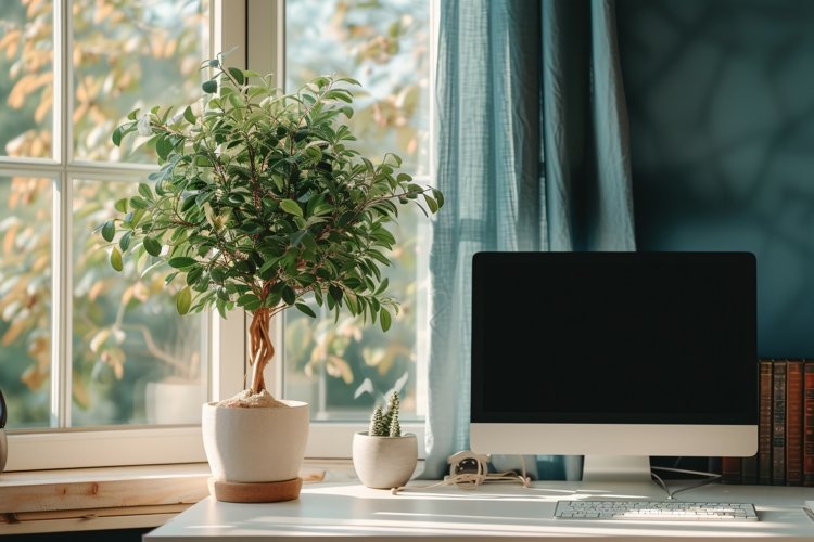 Office Room with computer & vases on the table example image 1