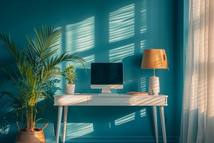 Office Room with computer & vases on the table example image 1