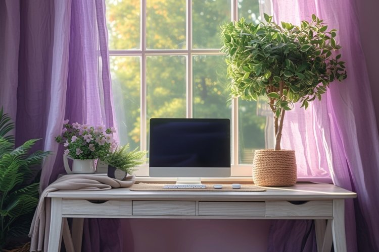 Office Room with computer & vases on the table example image 1