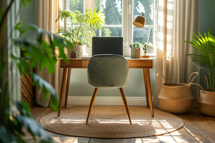 Home Office room computer vases on the table