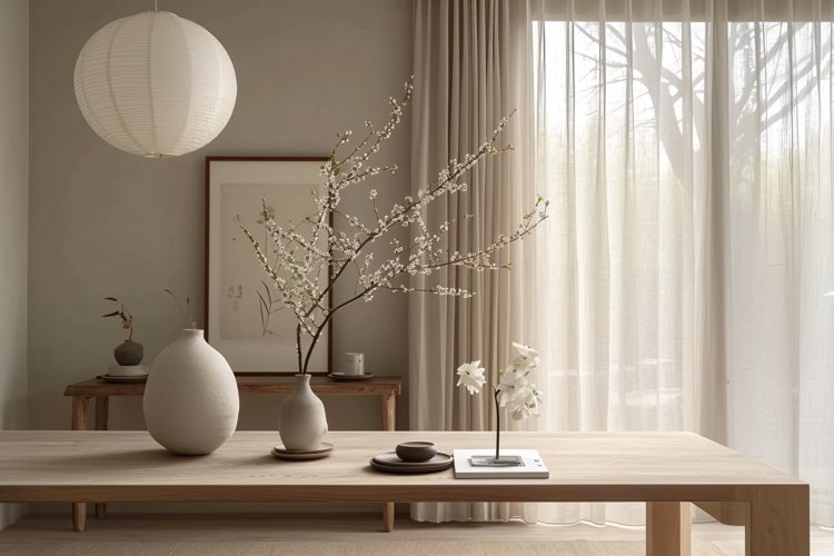 Home office room Dried flowers vases on the table example image 1