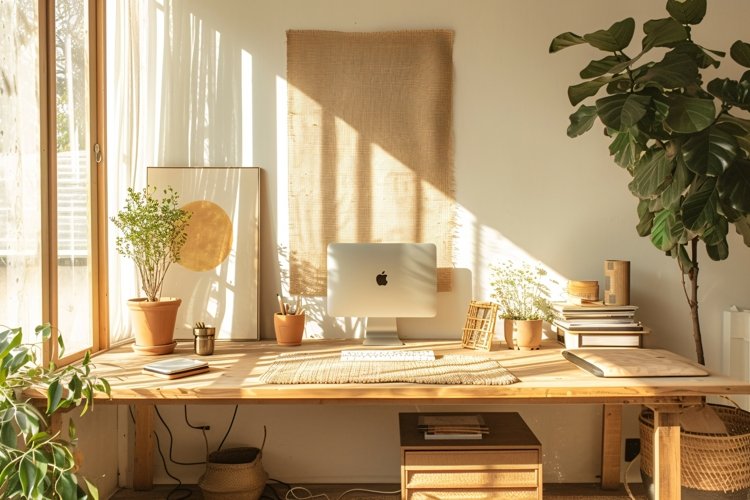 Home office room Dried flowers vases on the table example image 1