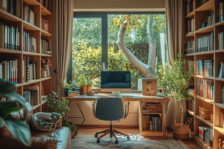 Home office room Dried flowers vases on the table example image 1