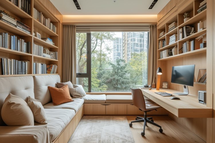 Home office room lamp & system on the wooden table example image 1