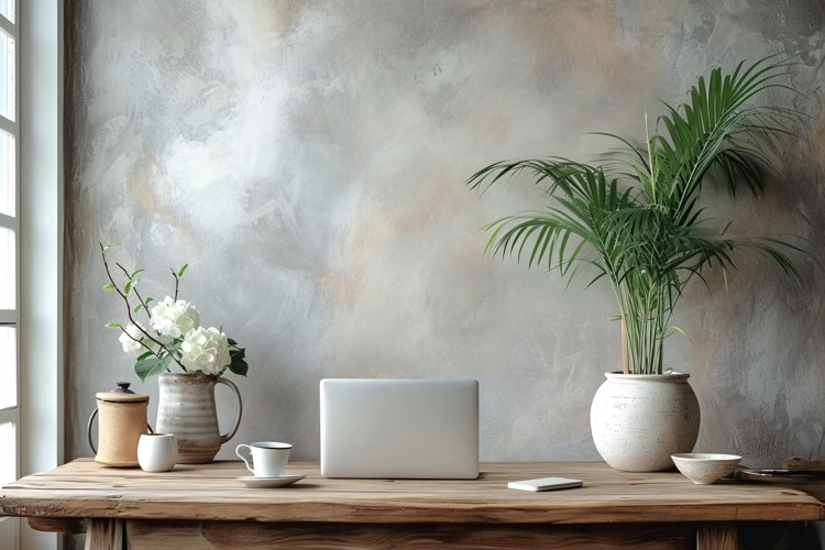 Home office room vase tea cup on the wooden table example image 1