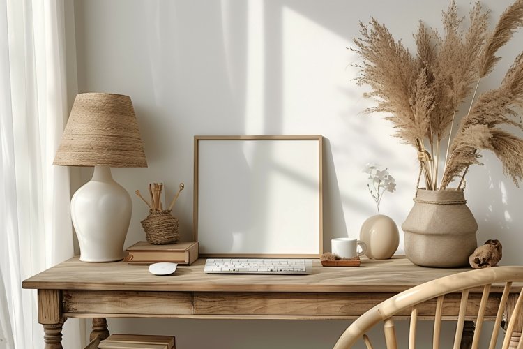 Home office room vase tea cup on the wooden table example image 1