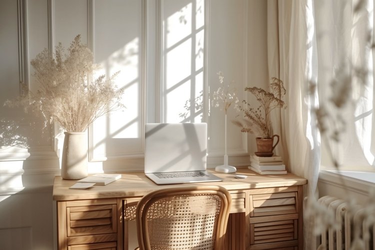 Home office room with Book & laptop on the table example image 1