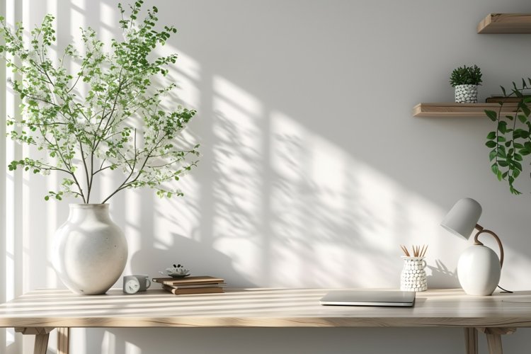 Home with vase on the Wood ply Sunlight from window example image 1