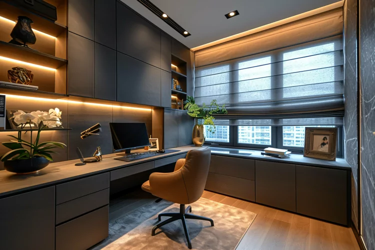 Home office room with chair & Book on the table