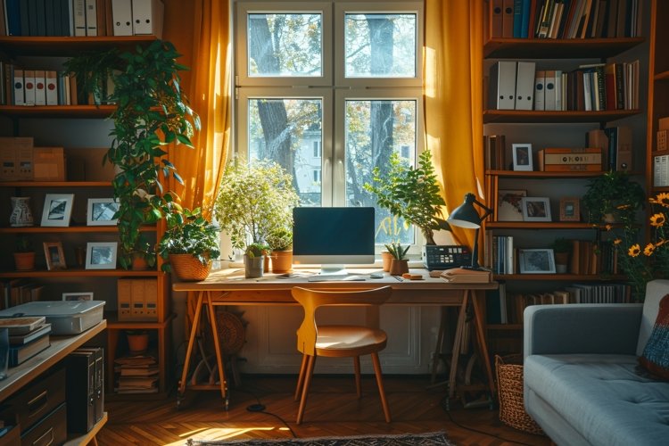 Home office room with chair & Book on the table example image 1