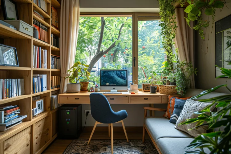Home office room with chair & Book on the table