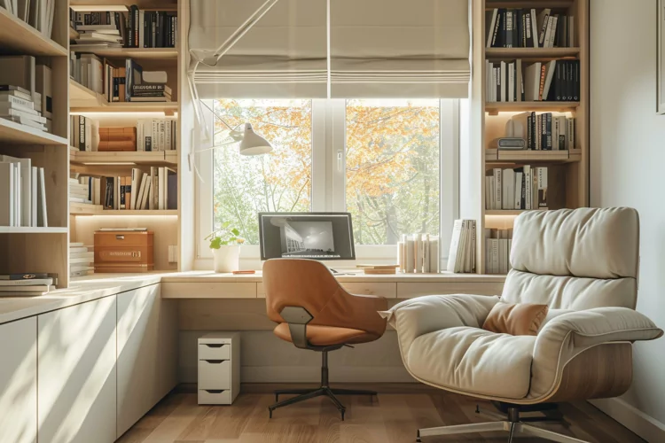 Home office room with chair & Book on the table