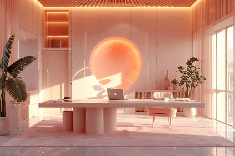 living Room Plants Vase and Frame on Pink wall sunlight example image 1