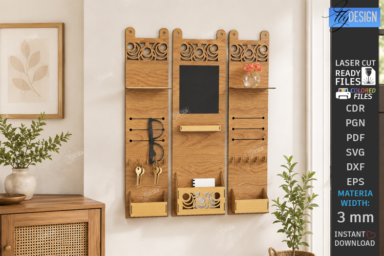 Home Organizer Key Holder Rack Laser Cut | Wall Decor