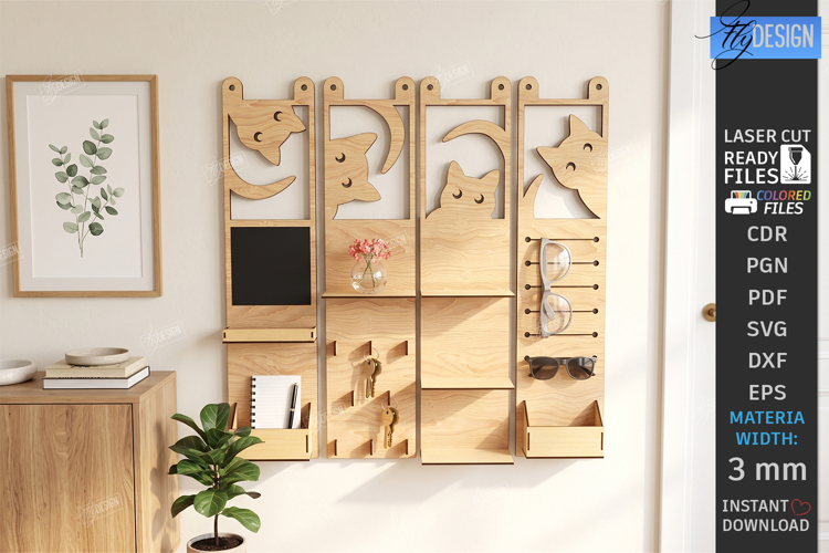 Home Organizer Key Holder Rack Laser Cut | Wall Decor
