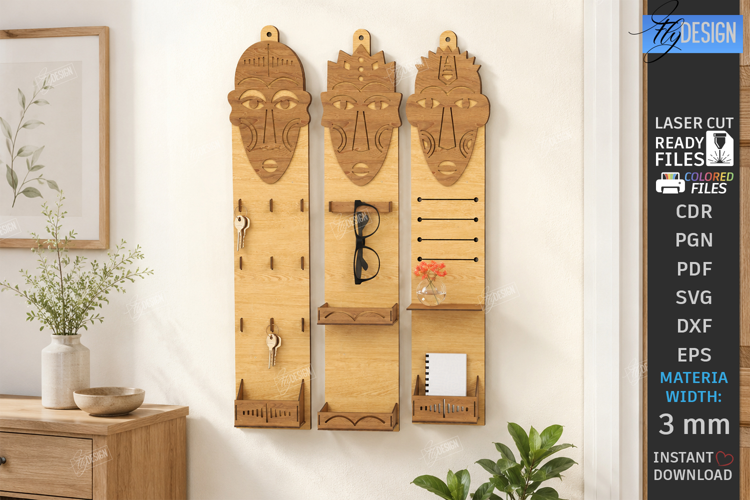Home Organizer Key Holder Rack Laser Cut | Wall Decor