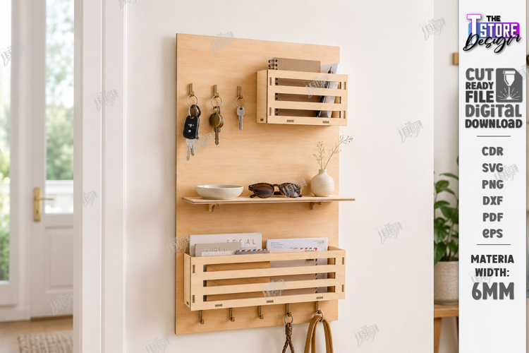 Wall Key Holder Laser Cut | Wall Decor | Key Rack Laser Cut