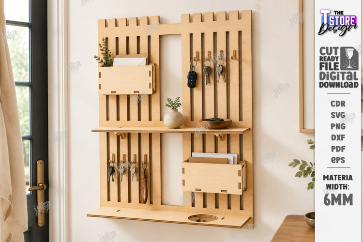 Wall Key Holder Laser Cut | Wall Decor | Key Rack Laser Cut