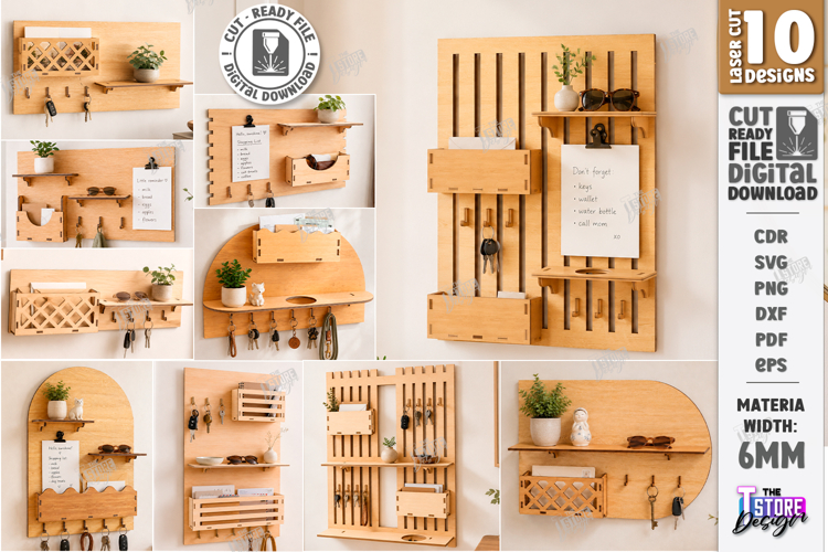 Wall Key Holders Laser Cut Bundle | Wall Decor | Key Rack