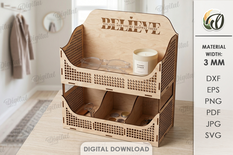 Home Organizer Lasercut. Entryway Organizer. Storage Box SVG